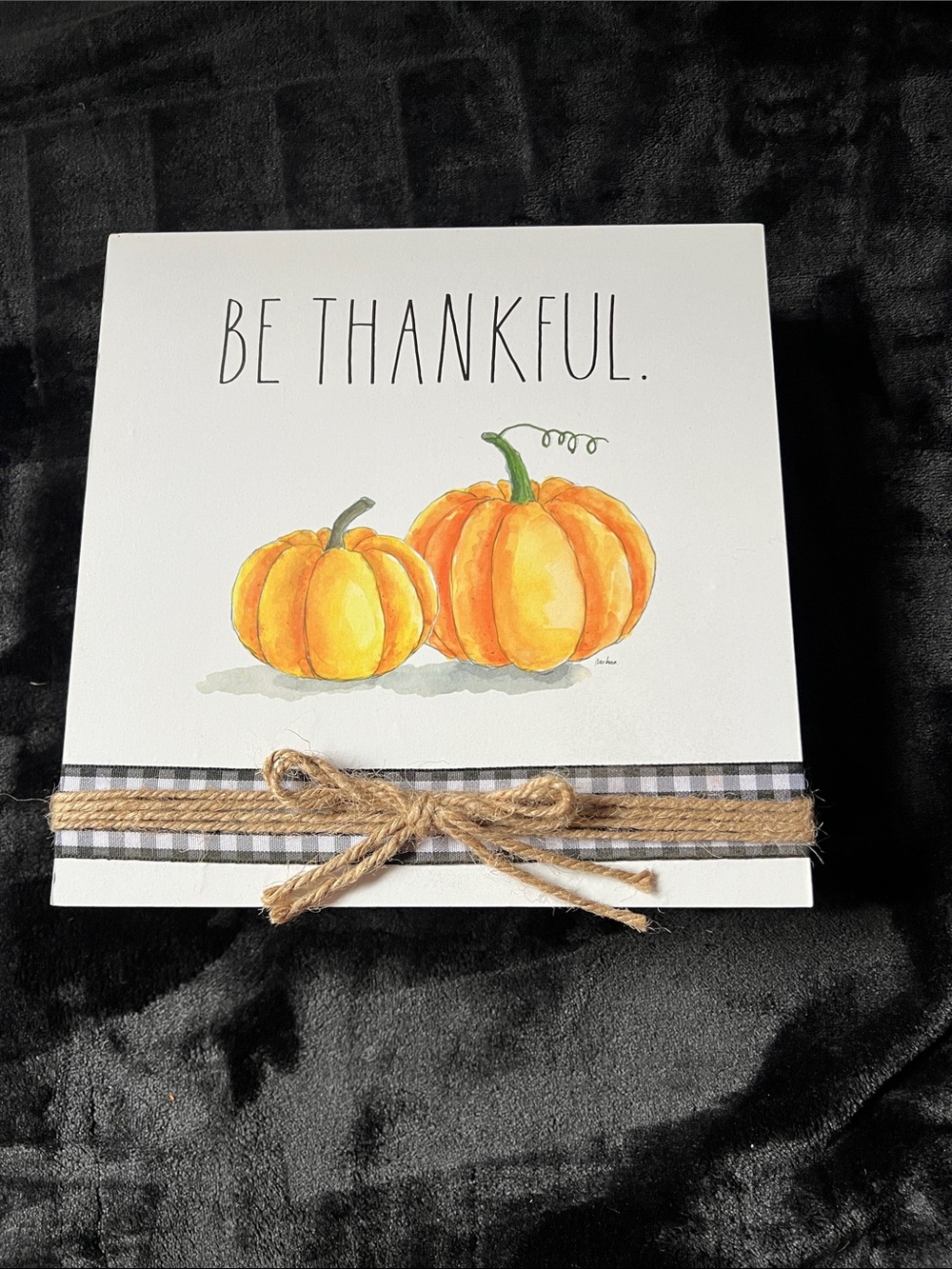 Rae Dunn Be Thankful Pumpkin Sign - Orange & Green